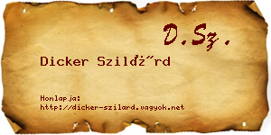 Dicker Szilárd névjegykártya